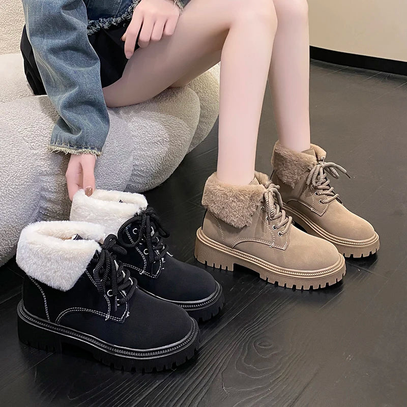 Winter padded warm cotton shoes, versatile and fashionable high-top women's shoes